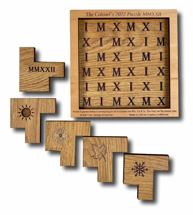 Colonel's 2022 Puzzle MMXXII Wooden Brain Teaser Puzzle - Creative Crafthouse