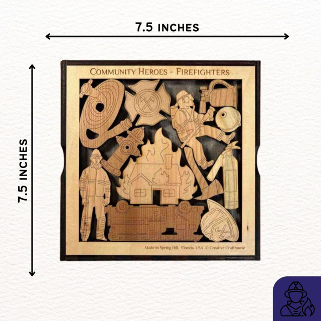 Community Heroes Firefighters Wood Puzzle Brain Teaser - artistic and challenging - can be personalized - Creative Crafthouse