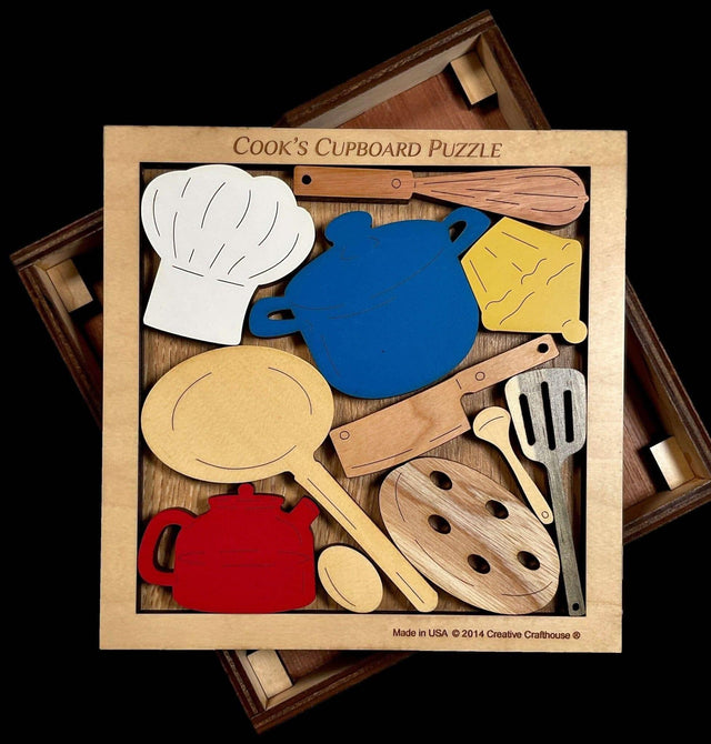 Cook's Cupboard Puzzle - Can You Put all the Kitchen utensils away? - Picture Frame Puzzle can be personalized - Creative Crafthouse