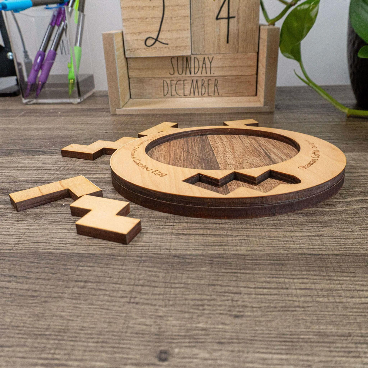 Cracked Egg Wood Puzzle - Level 8 out of 10 Difficulty - Recommended Brain Teaser Gift for Ages 14 and Up - Creative Crafthouse