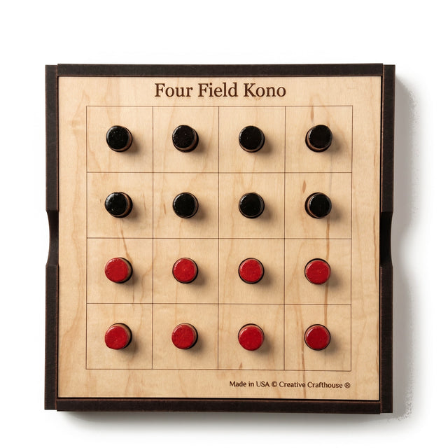 Four Field Kono wooden two-player Korean strategy board game by Creative Crafthouse