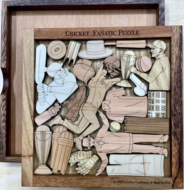 Cricket Fanatic Puzzle - artistic and challenging - can be personalized - Creative Crafthouse