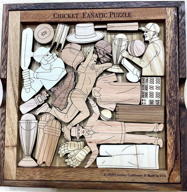 Cricket Fanatic Puzzle - artistic and challenging - can be personalized - Creative Crafthouse