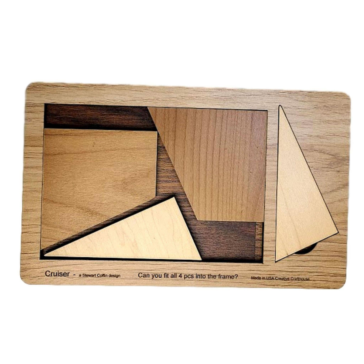 Christmas Gift for Teens - The Cruiser Brain Teaser - 4 Piece Wooden Puzzle - Personalize with Laser Engraved Name - Large 9.9 x 6 inches - Creative Crafthouse