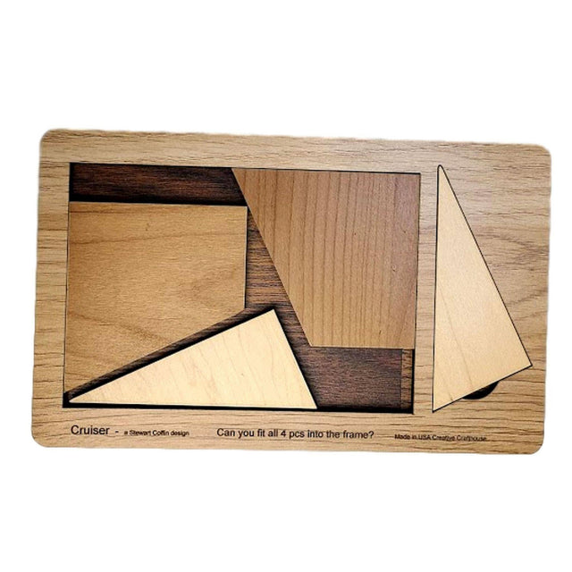 Christmas Gift for Teens - The Cruiser Brain Teaser - 4 Piece Wooden Puzzle - Personalize with Laser Engraved Name - Large 9.9 x 6 inches - Creative Crafthouse