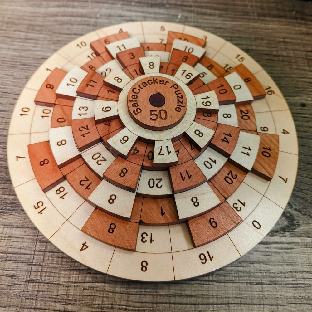 Difficult Math Puzzle for Adults | Over 65000 Ways to get it Wrong |Puzzle for Math Nerd Gift | Safecracker 50 Wood Brain Teaser - Creative Crafthouse