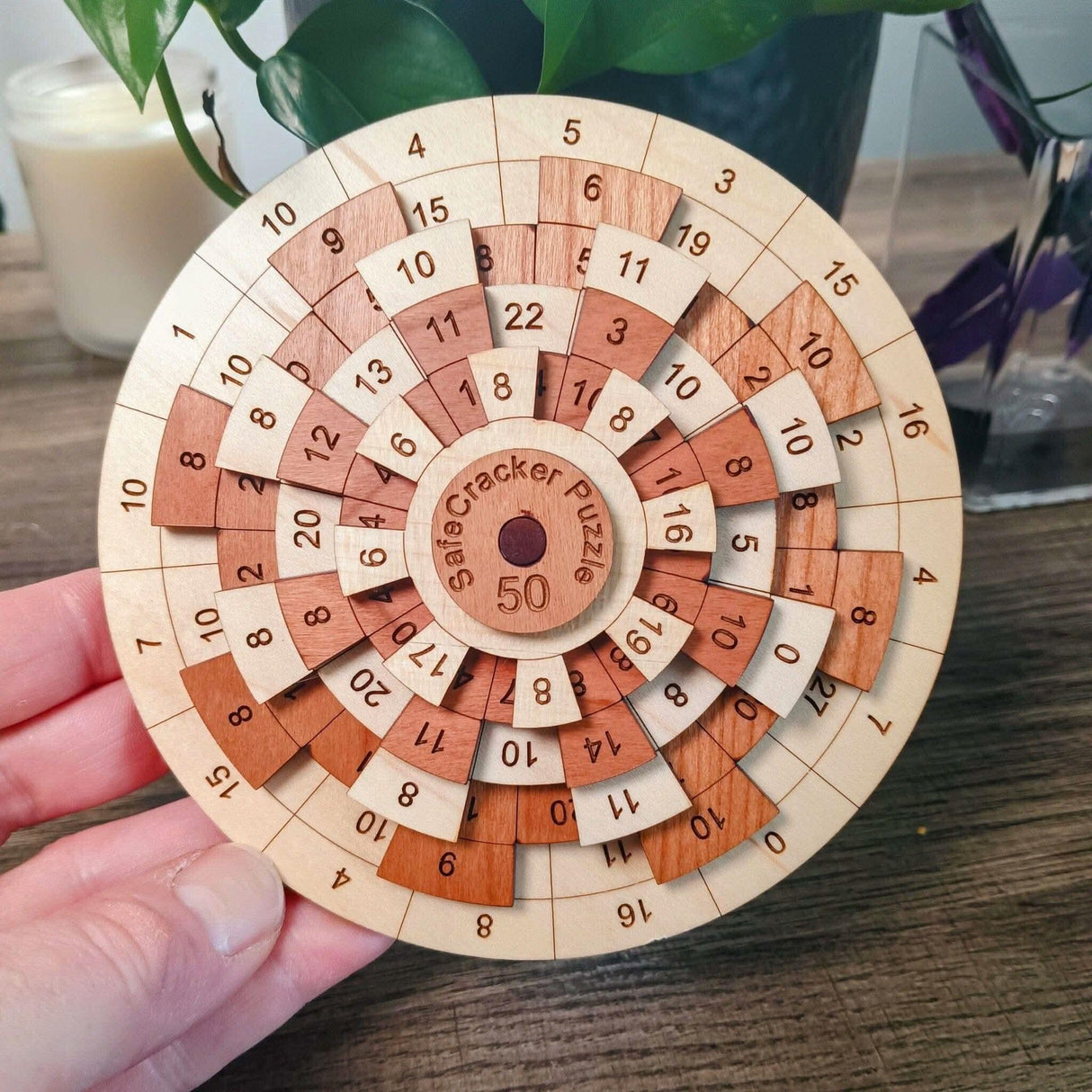 Difficult Math Puzzle for Adults | Over 65000 Ways to get it Wrong |Puzzle for Math Nerd Gift | Safecracker 50 Wood Brain Teaser - Creative Crafthouse