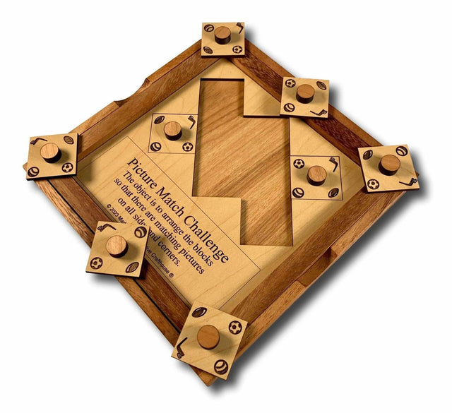 Difficult Puzzle Gift for Sports Fans - Picture Match Challenge - Sport Version - Wooden Brain Teaser Puzzle - Gift for Him - Creative Crafthouse