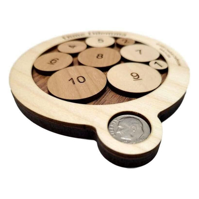 Dime Dilemma Wood Puzzle – The 10 Cent Challenge Brain Teaser | Stocking Stuffer | White Elephant Gift for Work Parties - Creative Crafthouse