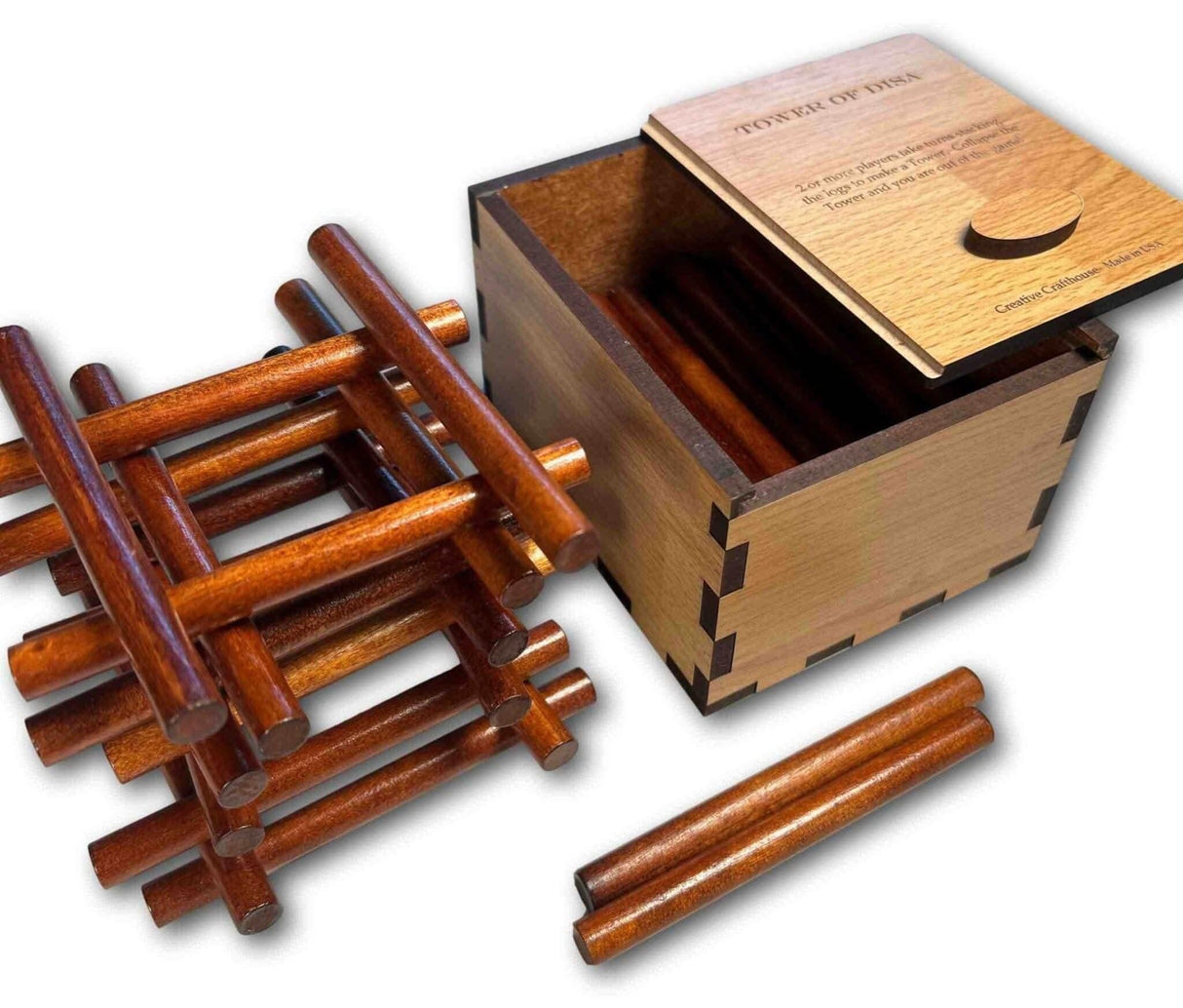 Disa Tower Game - how high can you stack it - 1 to 4 players - wood family game - Creative Crafthouse