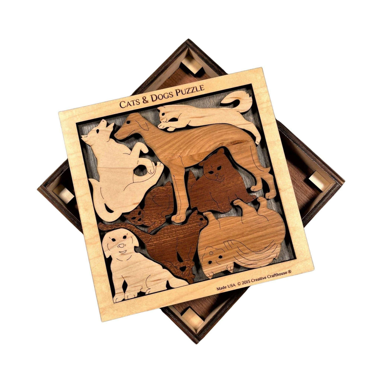 Dog & Cat Lovers Wood Puzzle | Personalizable Gift - Creative Crafthouse