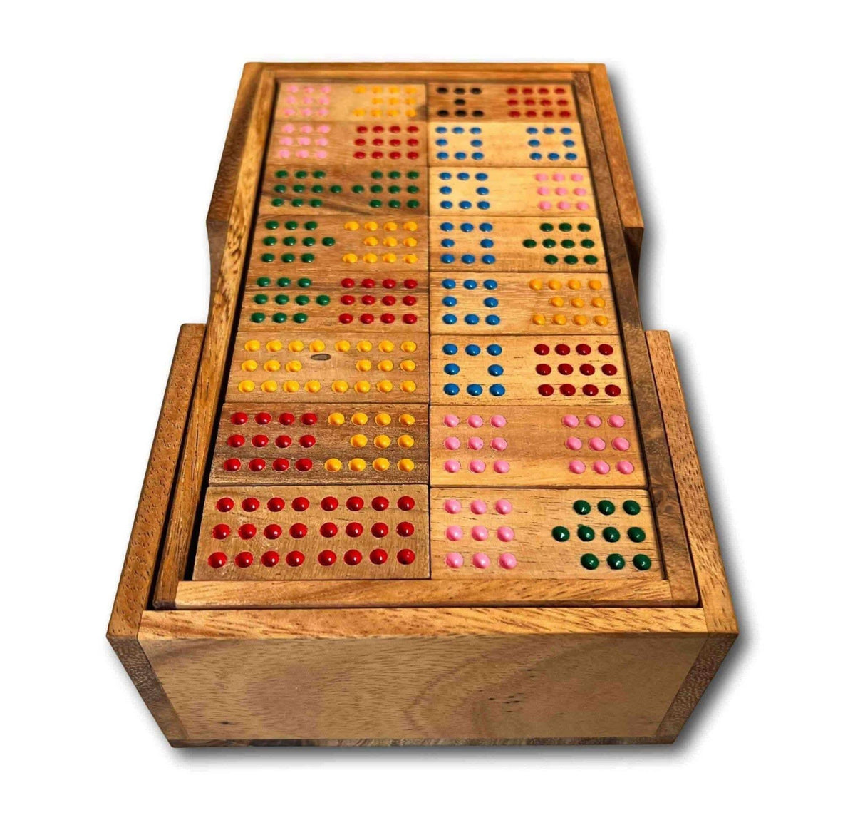 Dominoes Set Double 12 Wood Handcrafted in Box - Wooden Game for Adults - Personalization Available - Creative Crafthouse