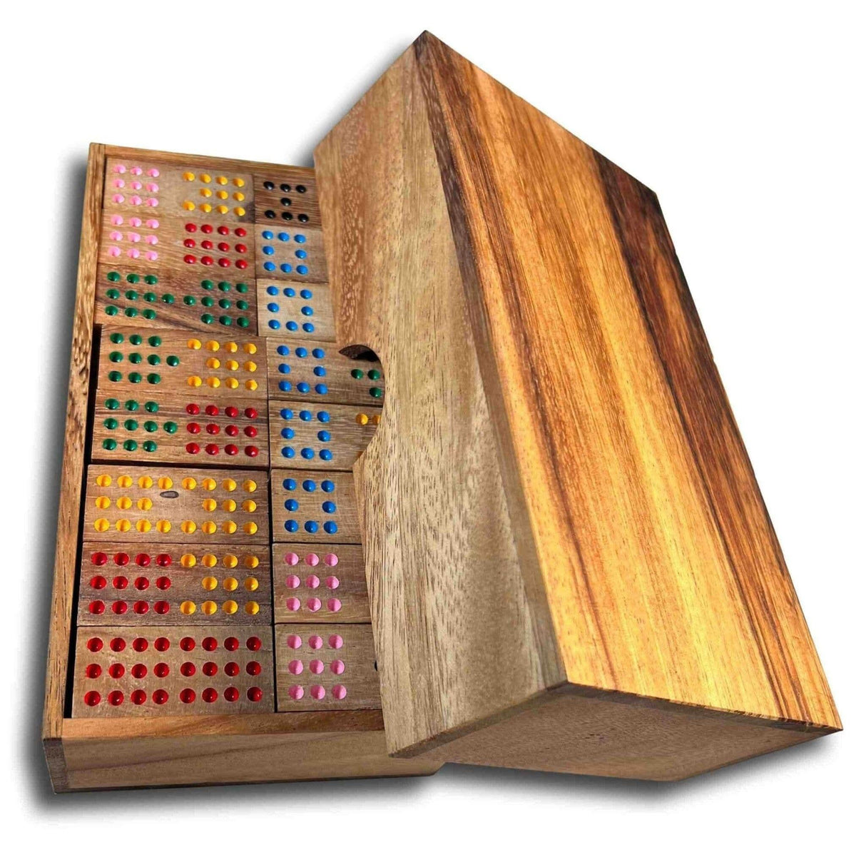 Dominoes Set Double 12 Wood Handcrafted in Box - Wooden Game for Adults - Personalization Available - Creative Crafthouse