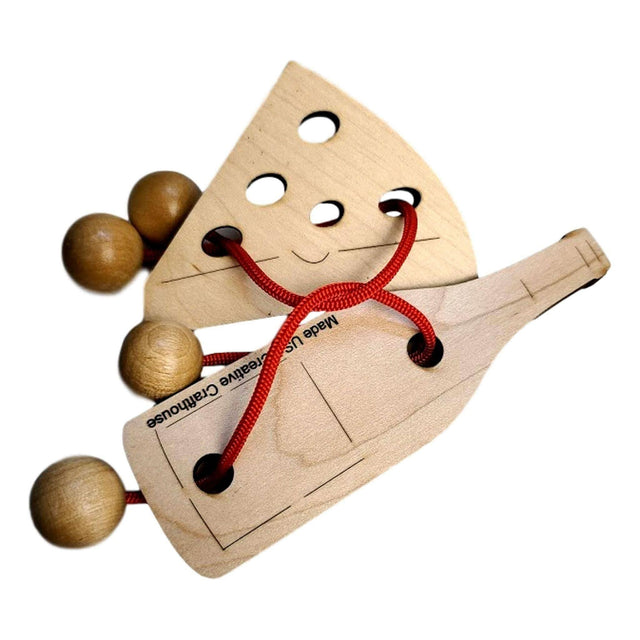 Stocking Stuffer for Wine Lover - Double Trouble Wine and Cheese String Puzzle | Gifts Under 10 Dollars - Creative Crafthouse