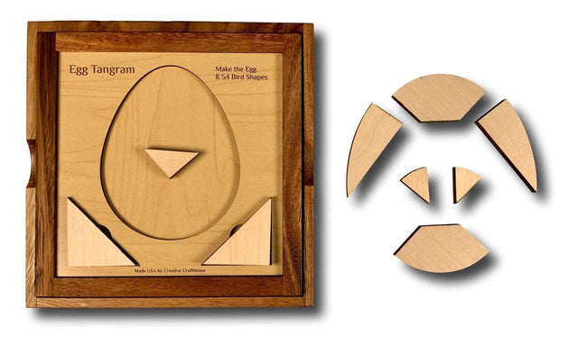 Dragon's Egg Tangram Puzzle - Premium Wooden Puzzle - Personalized Dragon Gift Ideas for Him - Creative Crafthouse