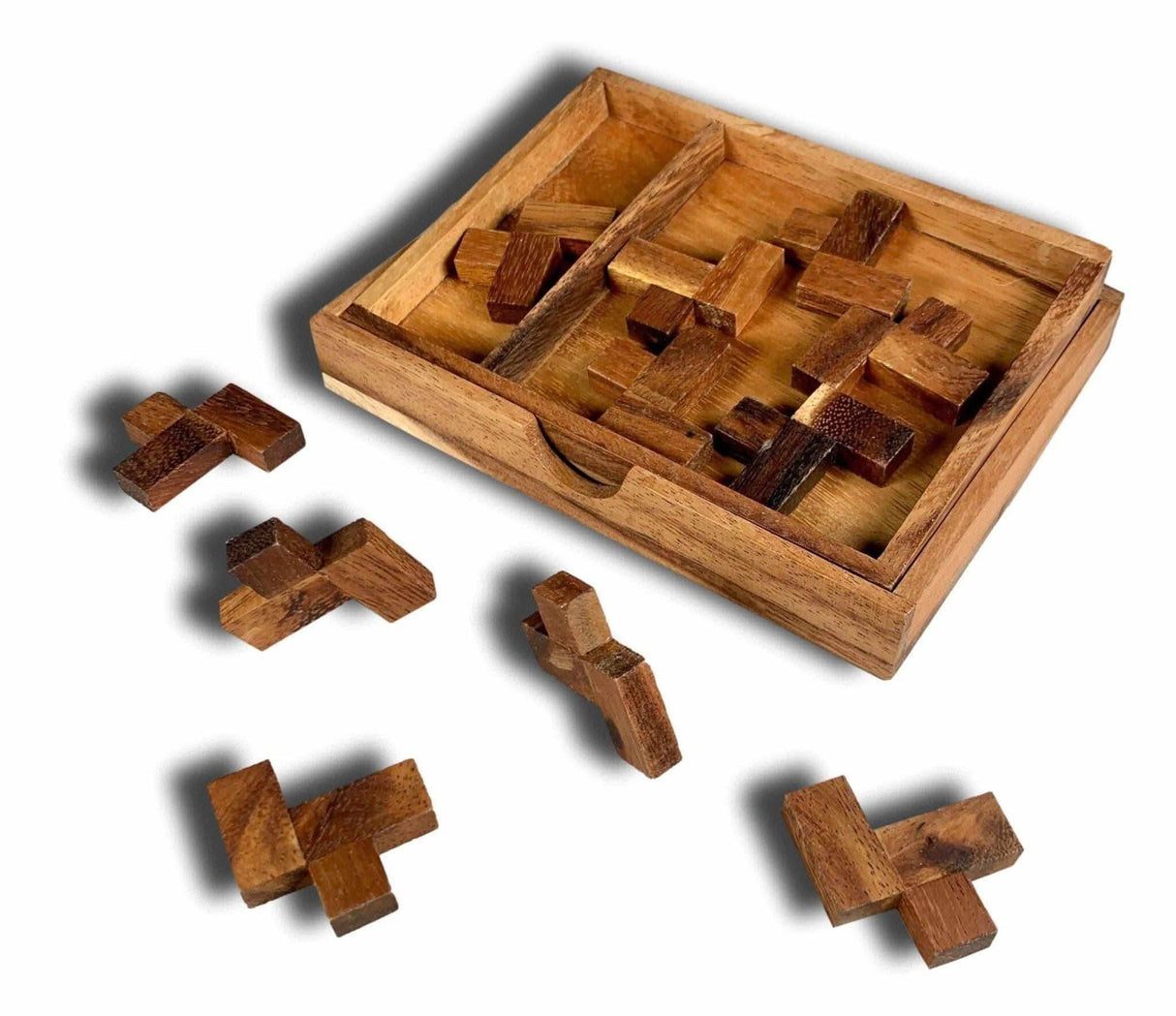 Eleven L's Wood Puzzle - comes unsolved... very challenging wood brain teaser puzzle - Creative Crafthouse