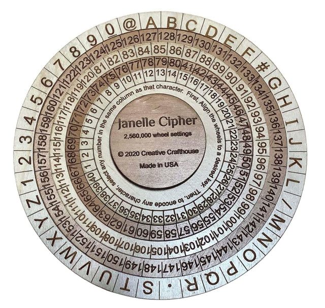 escape room prop - Janelle Cipher – Powerful Hand - Held Encryption Device - Encrypts Letters, Numbers and Four Keyboard Symbols - Creative Crafthouse