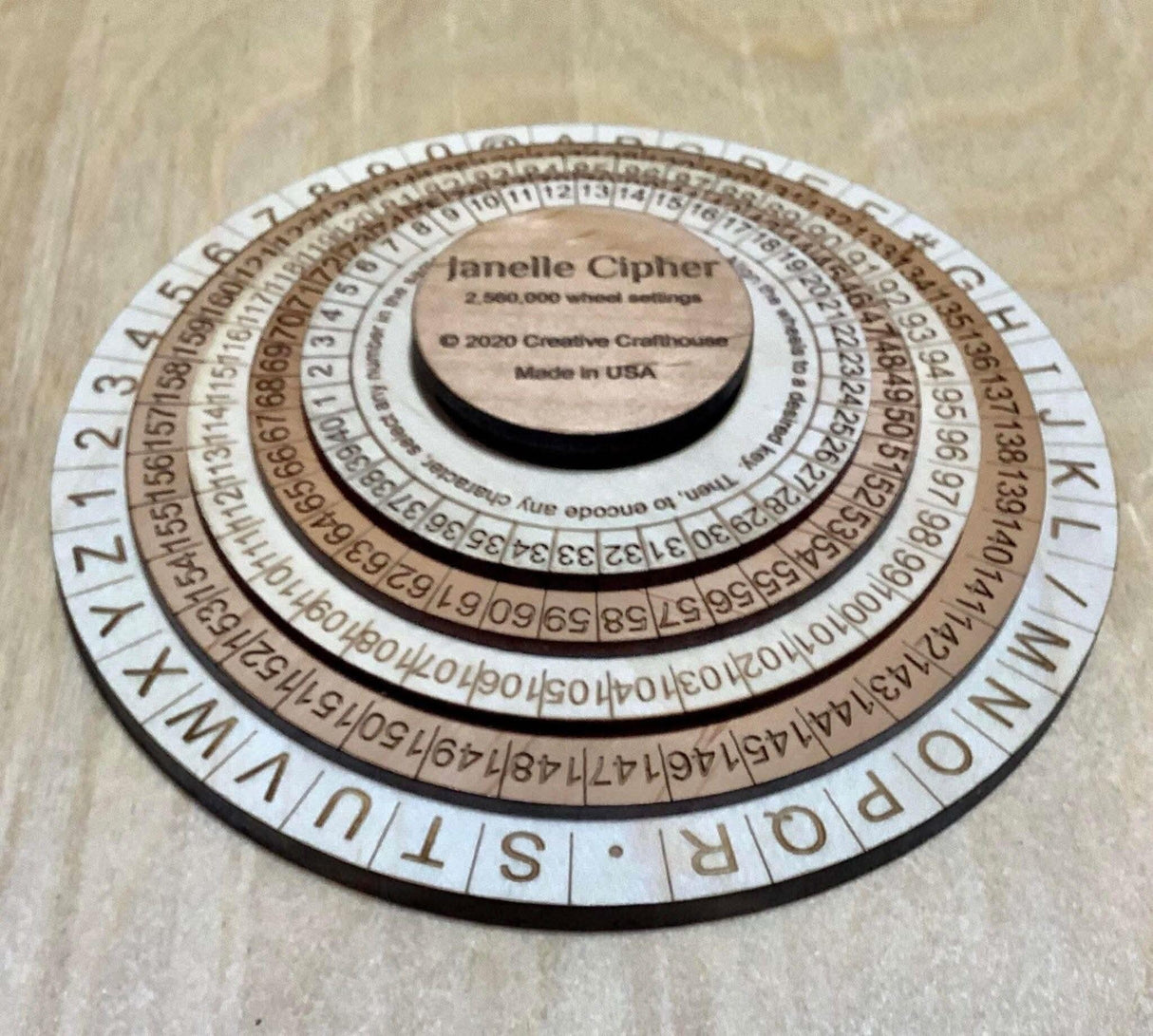 escape room prop - Janelle Cipher – Powerful Hand - Held Encryption Device - Encrypts Letters, Numbers and Four Keyboard Symbols - Creative Crafthouse