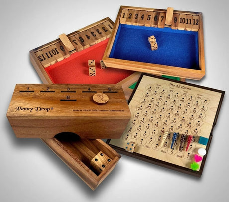 Family Fun Game Pack: Penny Drop, 45 Game, Shut The Box - Creative Crafthouse