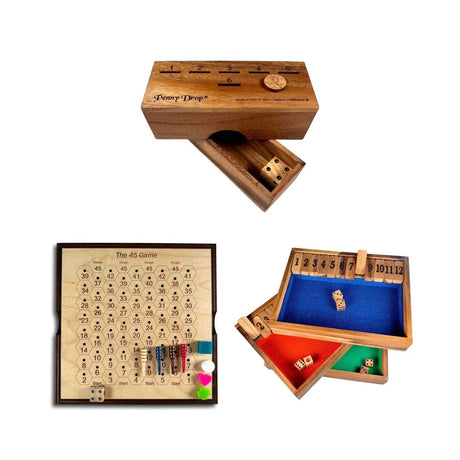 Family Fun Game Pack: Penny Drop, 45 Game, Shut The Box - Creative Crafthouse