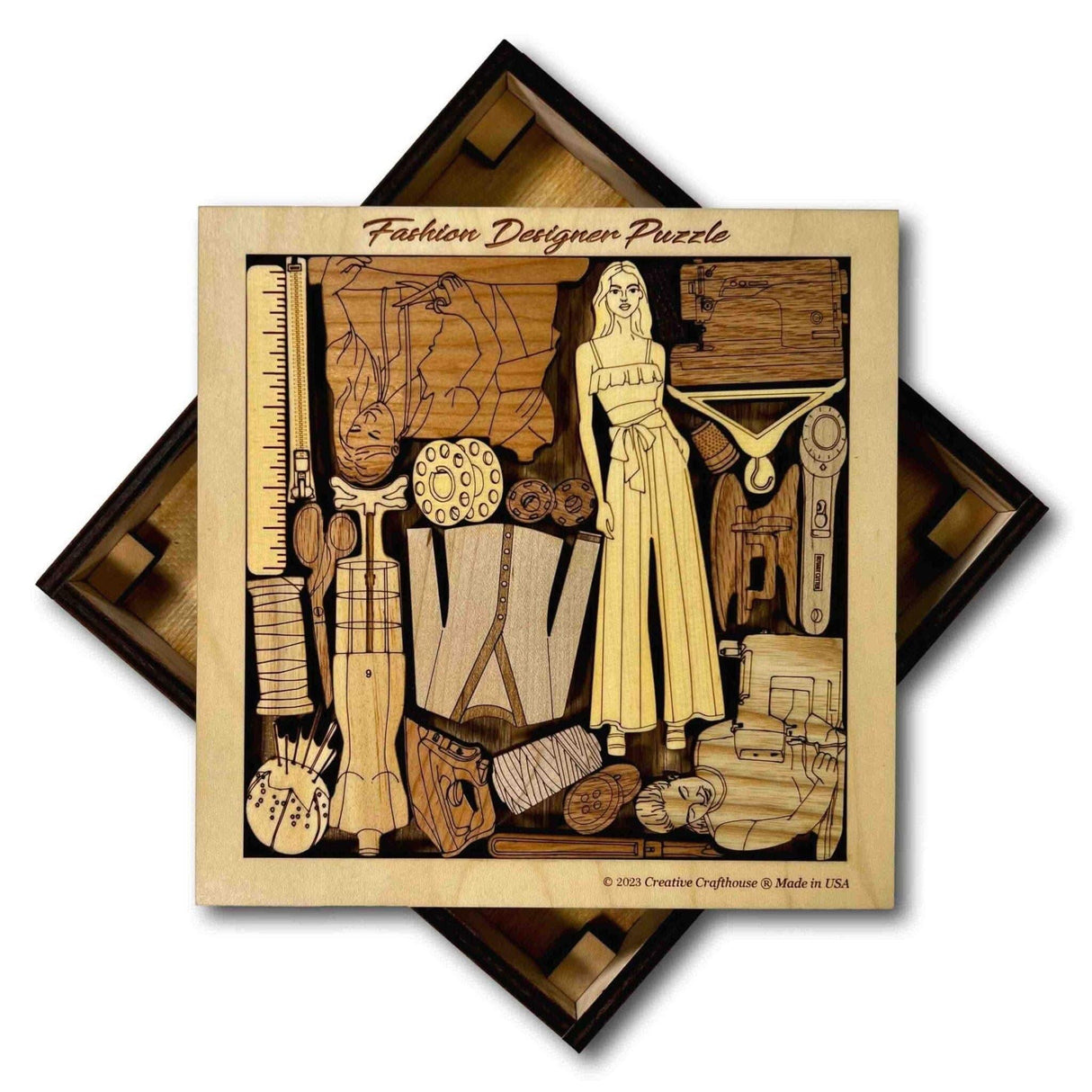 Fashion Designer Puzzle (Female Version) - A beautiful and Unique Wooden Picture Frame Brain Teaser Puzzle - Creative Crafthouse