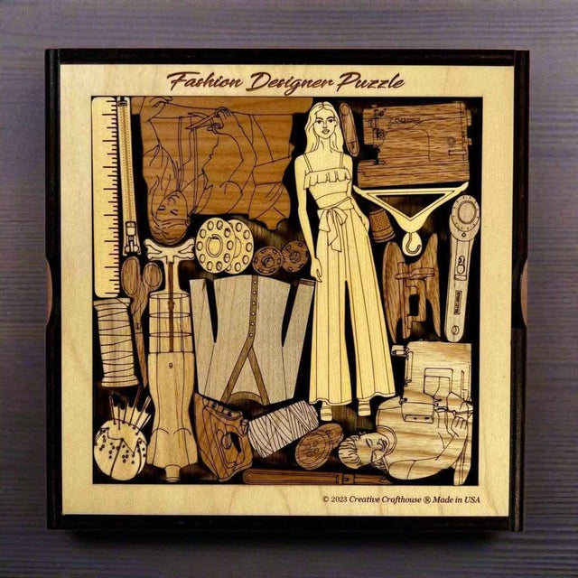 Fashion Designer Puzzle (Female Version) - A beautiful and Unique Wooden Picture Frame Brain Teaser Puzzle - Creative Crafthouse