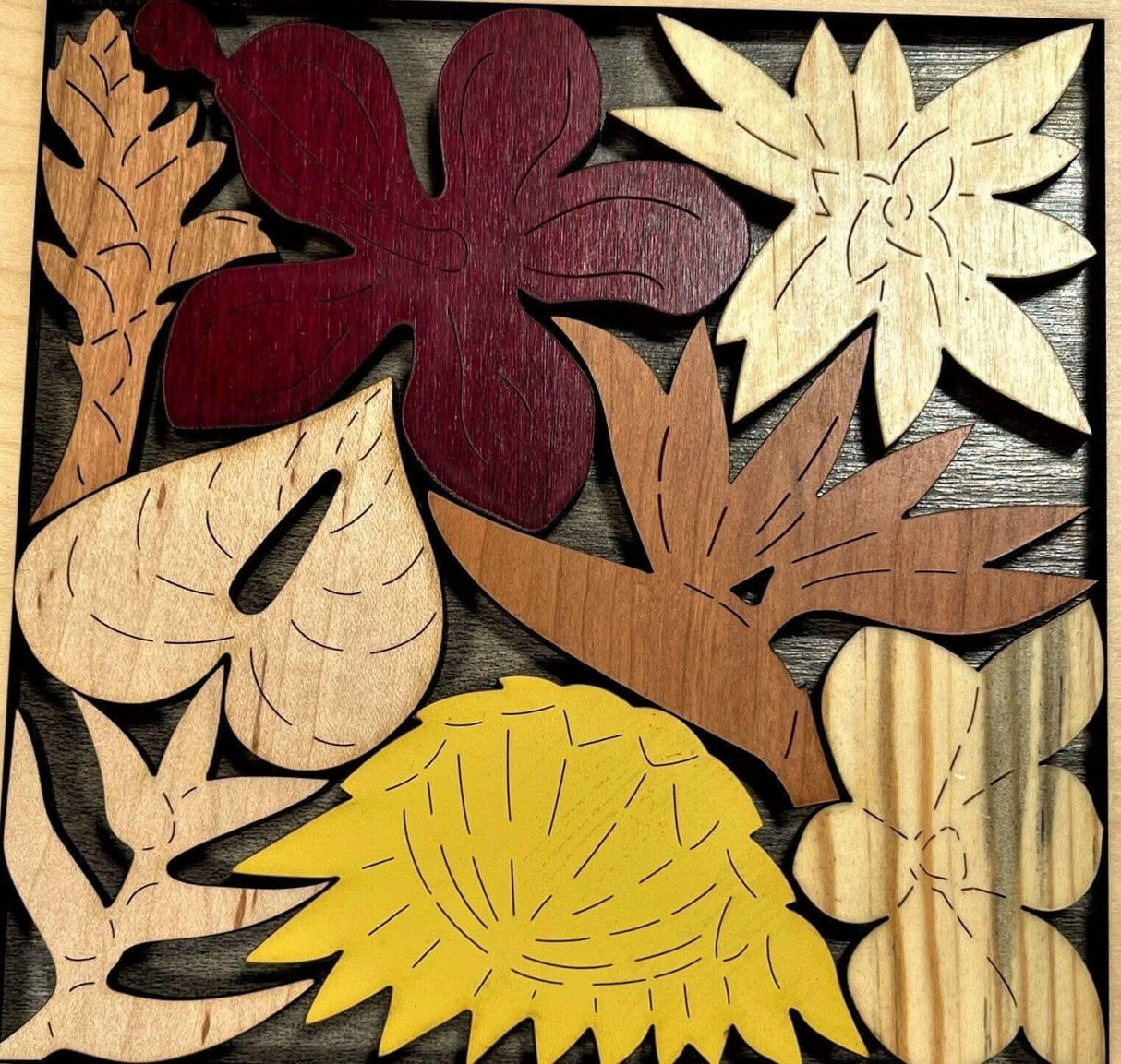 Flower Garden Hawaii - A Puzzle of Native Hawaiian Flowers Wood Version | Personalizable Christmas Gift | Unique One of a Kind Gift Idea - Creative Crafthouse