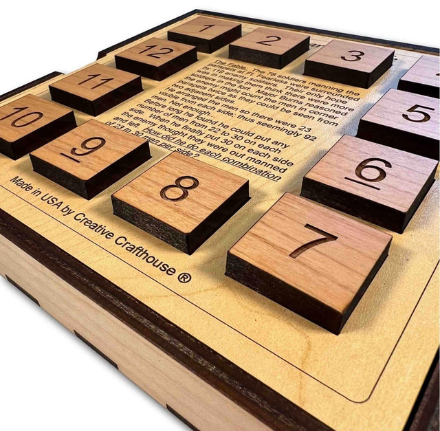 Fort Fearless Wood Brain Teaser – 9 Different Math & Logic Puzzles to Solve - Comes With Cover - Travel Puzzle - Creative Crafthouse