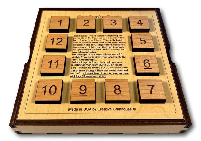 Fort Fearless Wood Brain Teaser – 9 Different Math & Logic Puzzles to Solve - Comes With Cover - Travel Puzzle - Creative Crafthouse