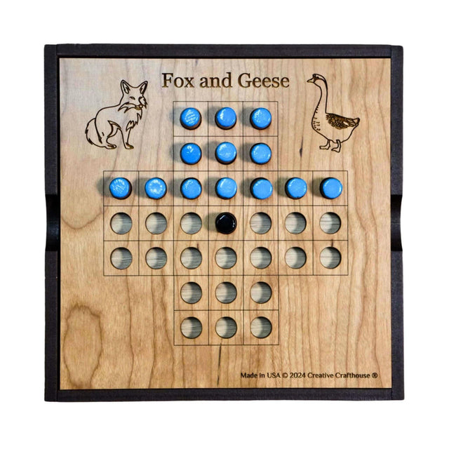 Fox and Geese 2 Player Strategy Game | Handmade Wooden Game - Creative Crafthouse