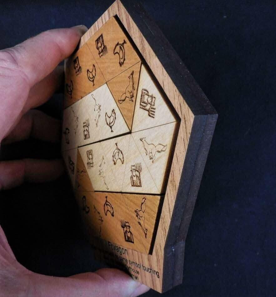 Foxagon Puzzle – Clever 4 - Piece Wooden Brain Teaser - Creative Crafthouse