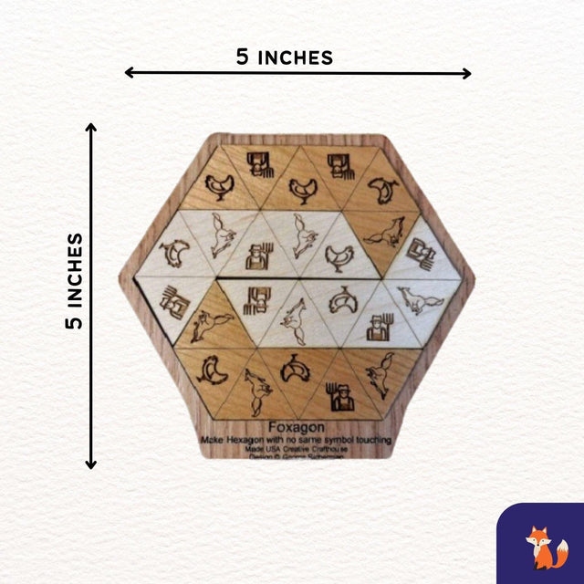 Foxagon Puzzle – Clever 4 - Piece Wooden Brain Teaser - Creative Crafthouse