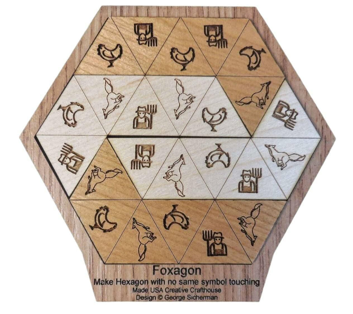 Foxagon Puzzle – Clever 4 - Piece Wooden Brain Teaser - Creative Crafthouse