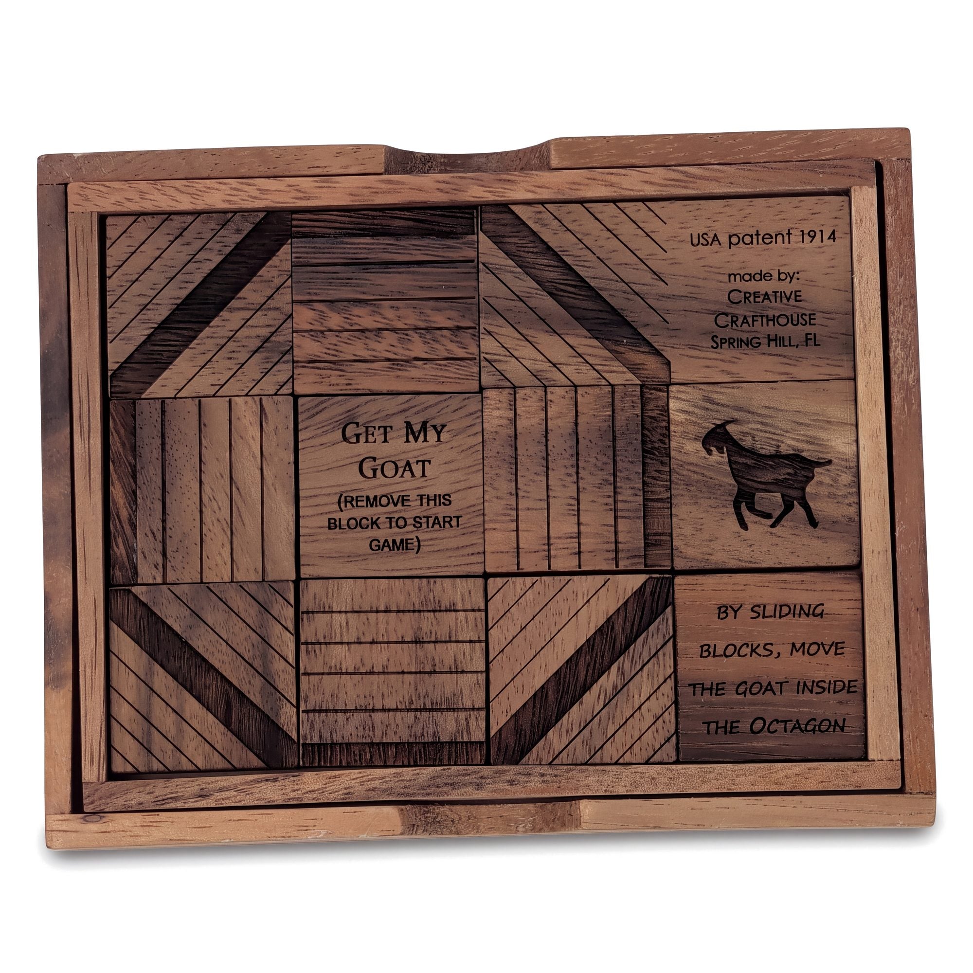 Get My Goat Sliding Block Puzzle - 1914 Wooden Brain Teaser
