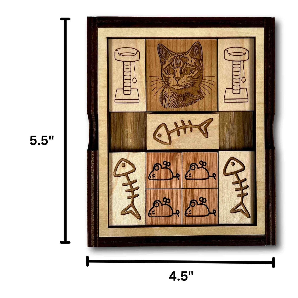 Gift for Cat Lovers – The Great Cat Escape Puzzle, Handmade Wooden Brain Teaser for Desk or Coffee Table - Creative Crafthouse