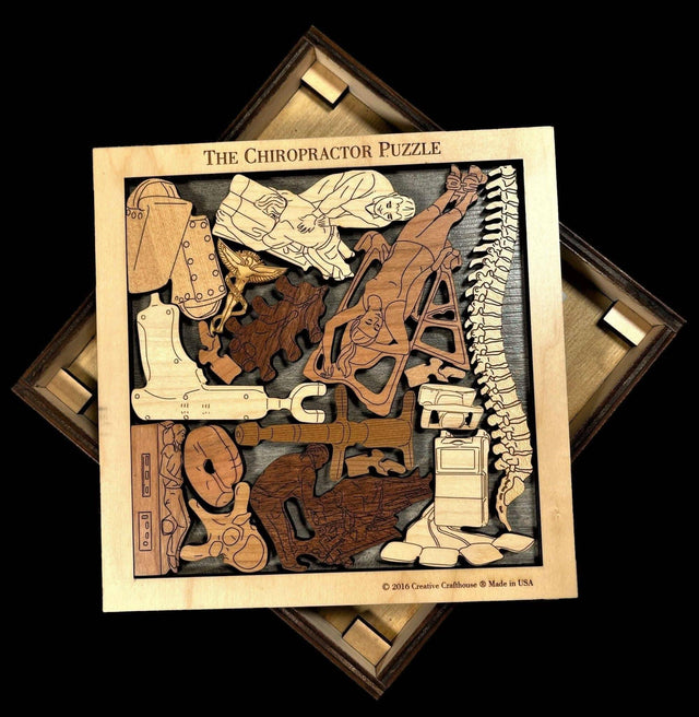Gift for Your Chiropractor - Personalize with a Laser Engraving - Name and Message - Chiropractor Wood Brain Teaser Puzzle - Creative Crafthouse