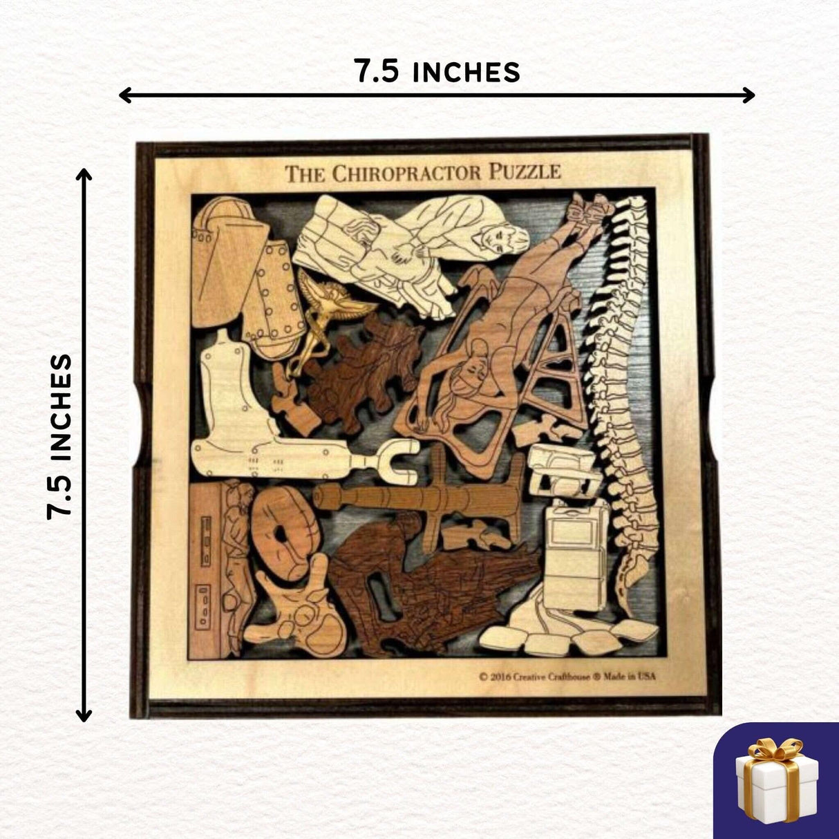 Gift for Your Chiropractor - Personalize with a Laser Engraving - Name and Message - Chiropractor Wood Brain Teaser Puzzle - Creative Crafthouse