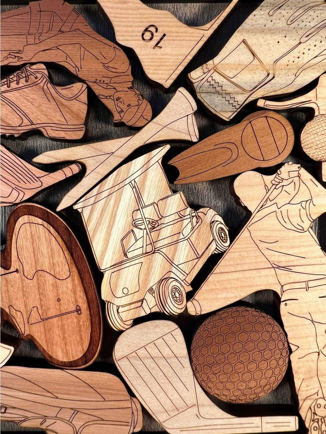 Golf Fanatic Puzzle - Personalizable Gift for Your Favorite Golf Lover - 16 Piece Wood Brain Teaser - Creative Crafthouse