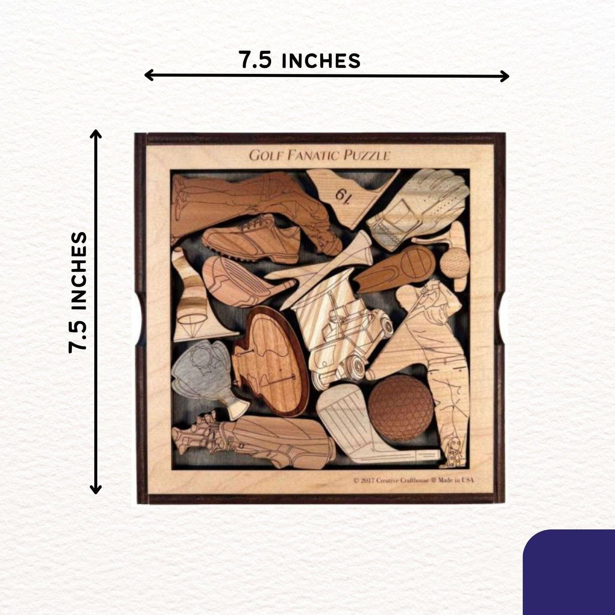 Golf Fanatic Puzzle - Personalizable Gift for Your Favorite Golf Lover - 16 Piece Wood Brain Teaser - Creative Crafthouse