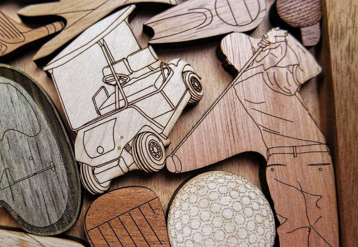 Golf Fanatic Puzzle - Personalizable Gift for Your Favorite Golf Lover - 16 Piece Wood Brain Teaser - Creative Crafthouse