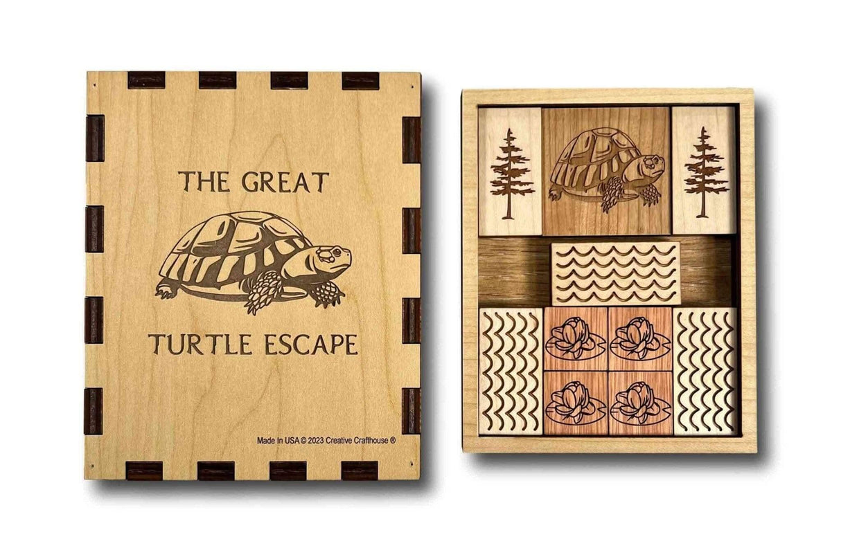 Great Turtle Escape - Wooden Sliding pieces Brain Teaser Puzzle - Creative Crafthouse