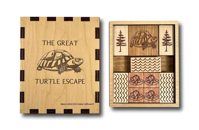 Great Turtle Escape - Wooden Sliding pieces Brain Teaser Puzzle - Creative Crafthouse