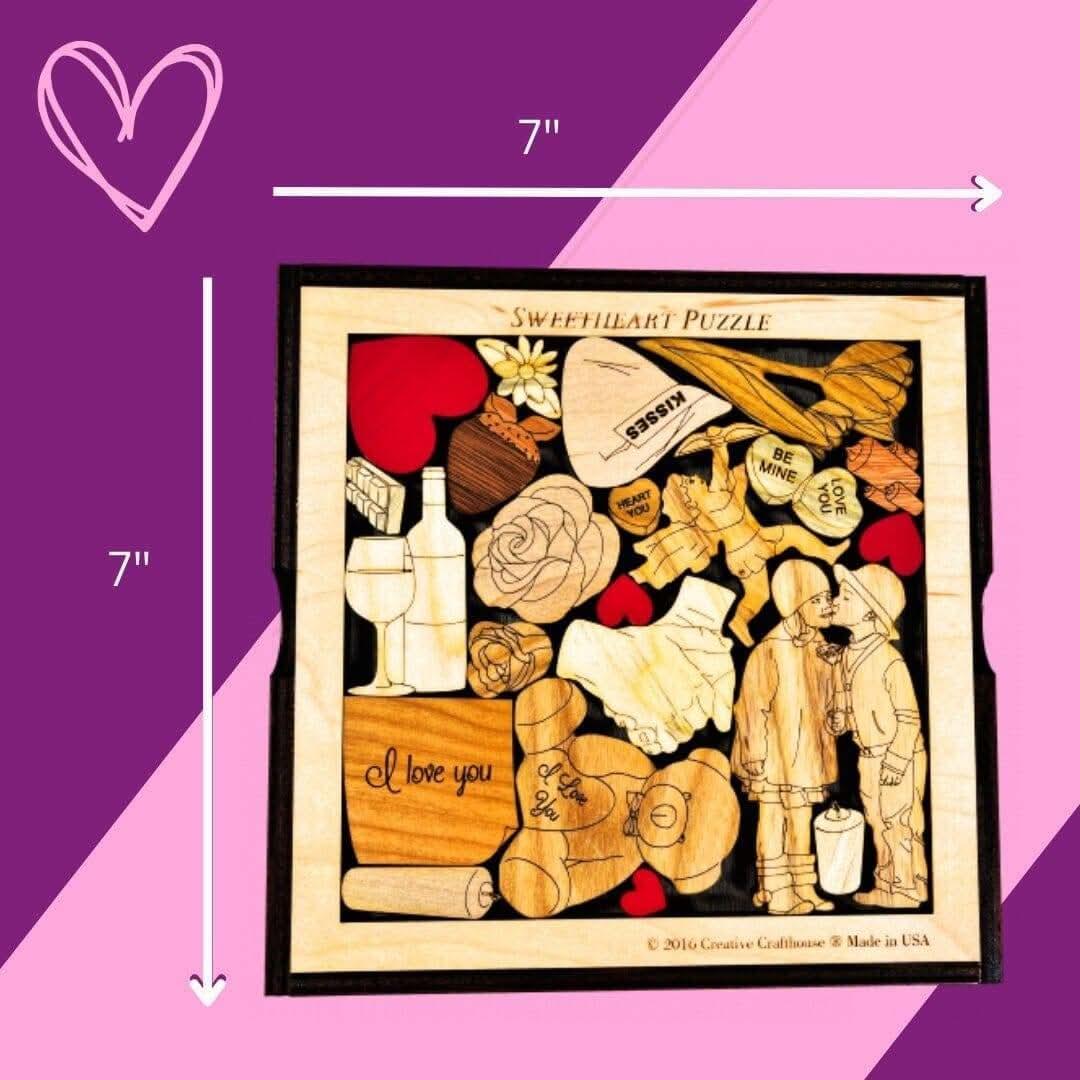 Handcrafted Sweetheart Puzzle – Unique Gift for Girlfriend or Wife - Creative Crafthouse