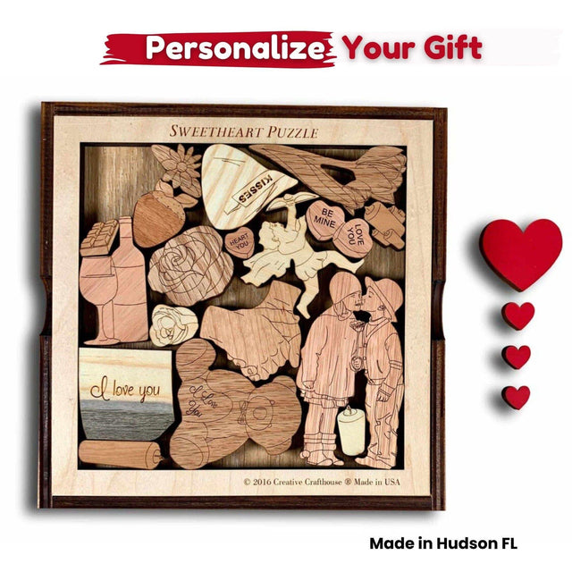 Handcrafted Sweetheart Puzzle – Unique Gift for Girlfriend or Wife - Creative Crafthouse