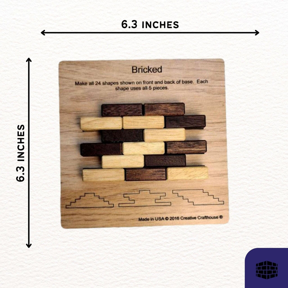 Handcrafted Wooden Bricked Puzzle – 5 - Piece Brain Teaser - Creative Crafthouse