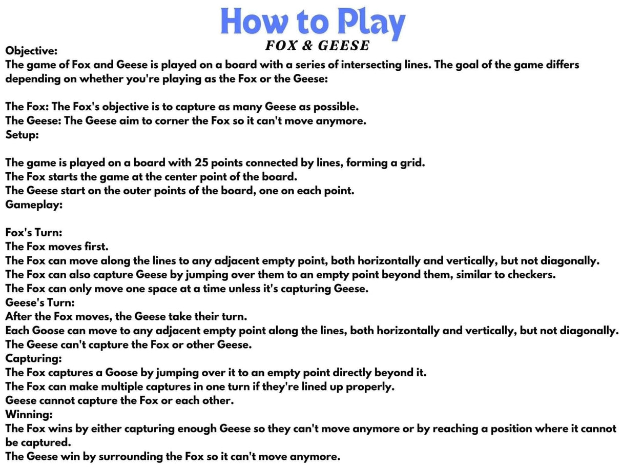 Handmade Fox and Geese Game Set with Travel Cover | Personalized Wooden Board Game | Made in Hudson, Florida by Creative Crafthouse - Creative Crafthouse