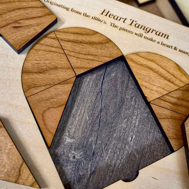 Heart Tangram Puzzle | Personalizable Wood Brain Teaser - Creative Crafthouse