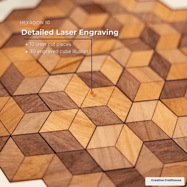 Hexagon 10 Wood Puzzle | 10 Piece Wooden Brain Teaser - Creative Crafthouse