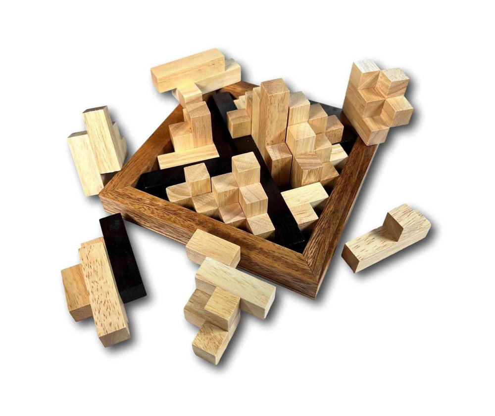 Impossible 3d Puzzle for Adults - The Crazy Pyramid Brain Teaser - Extreme Challenge & Very Hard 20 Piece Wood Puzzle - Christmas Gift - Creative Crafthouse