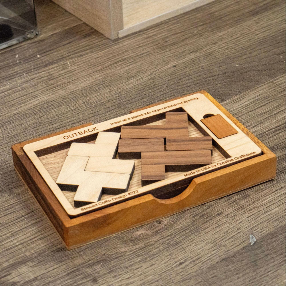 The Impossible Outback Puzzle | Best Brain Teaser for Adults | 5 Piece Wooden Puzzle Made in the USA - Creative Crafthouse